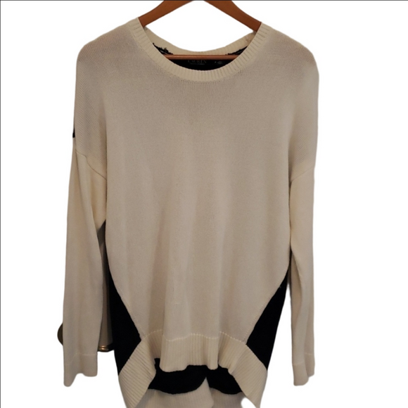 Lauren Ralph Lauren colorblock oversized sweater tunic in cream and black - Picture 1 of 9